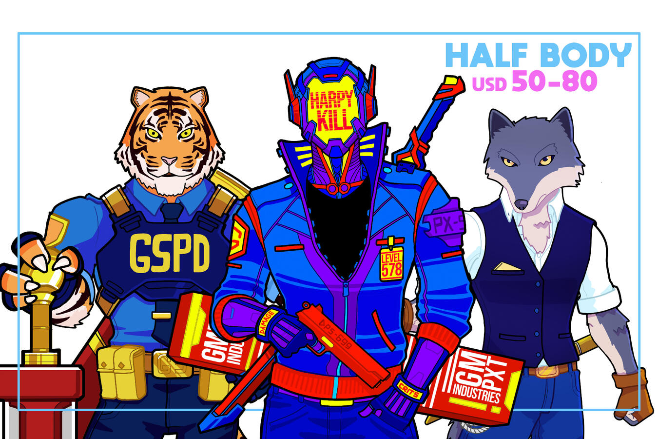 Half body commissions